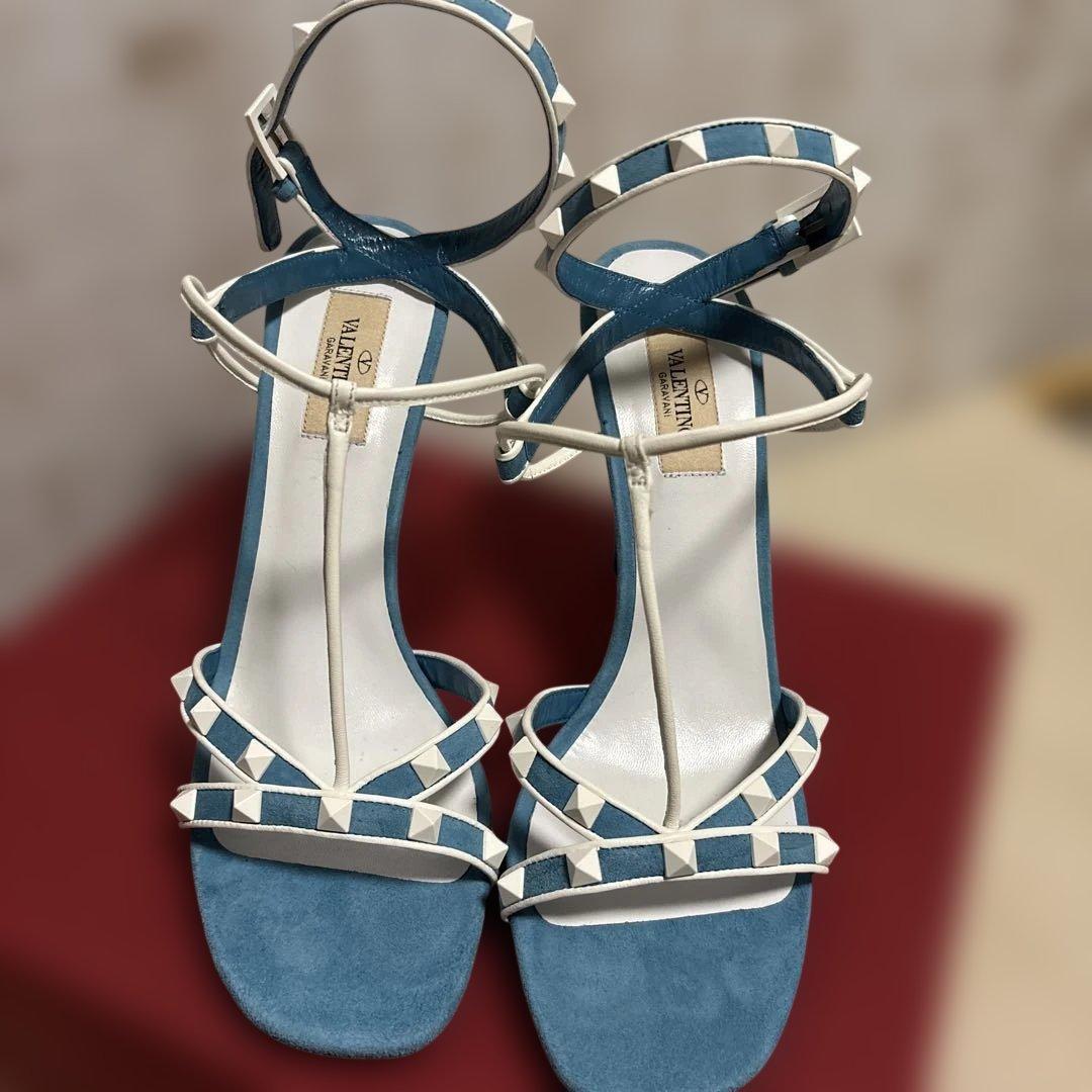 Valentino 青白 スタッズ ハイヒール25㎝〜25.5㎝