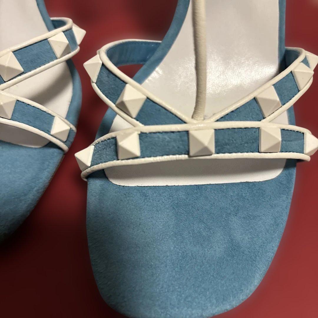 Valentino 青白 スタッズ ハイヒール25㎝〜25.5㎝