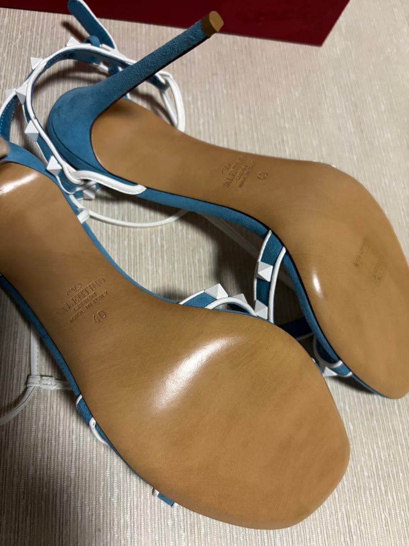Valentino 青白 スタッズ ハイヒール25㎝〜25.5㎝