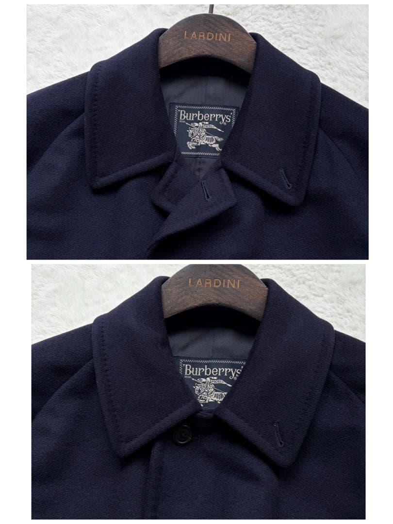 【極美品】バーバリーズ ステンカラーコート カシミヤ50% ホースロゴ ネイビー
