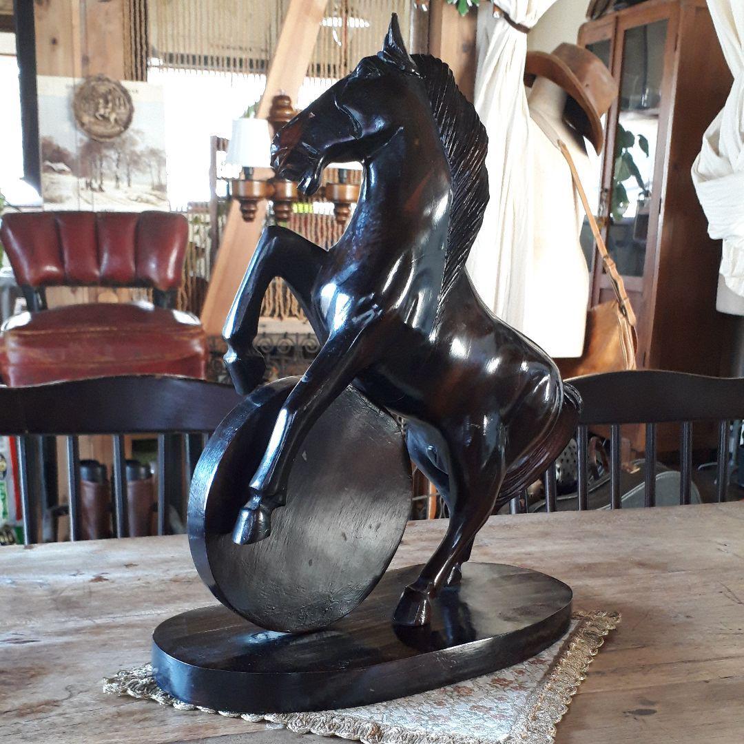 黒檀　馬　置物