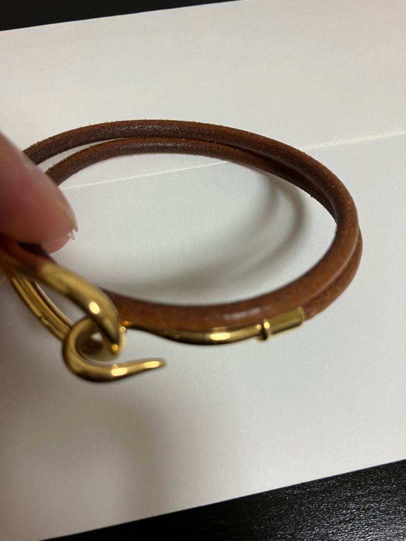 HERMES エルメス ジャンボ 茶×金 二重 ブレスレット