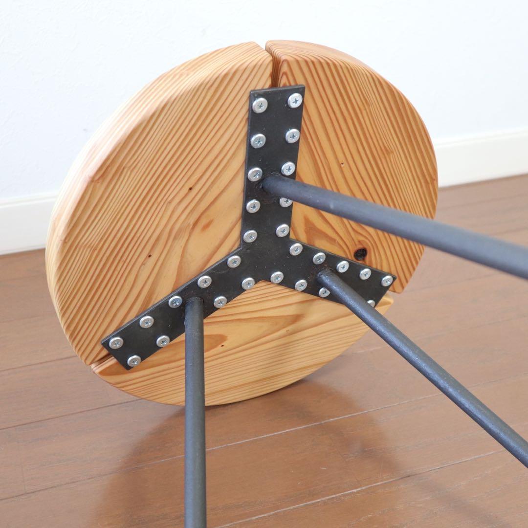 アイアンスツール　杉座面