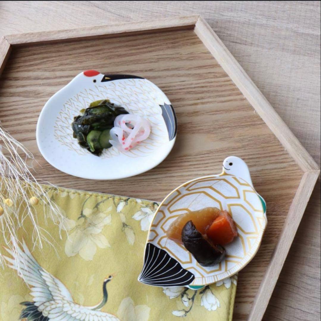 ゆらら依頼品　有田焼　幸楽窯　　鶴銘々皿　亀銘々皿　8点セット