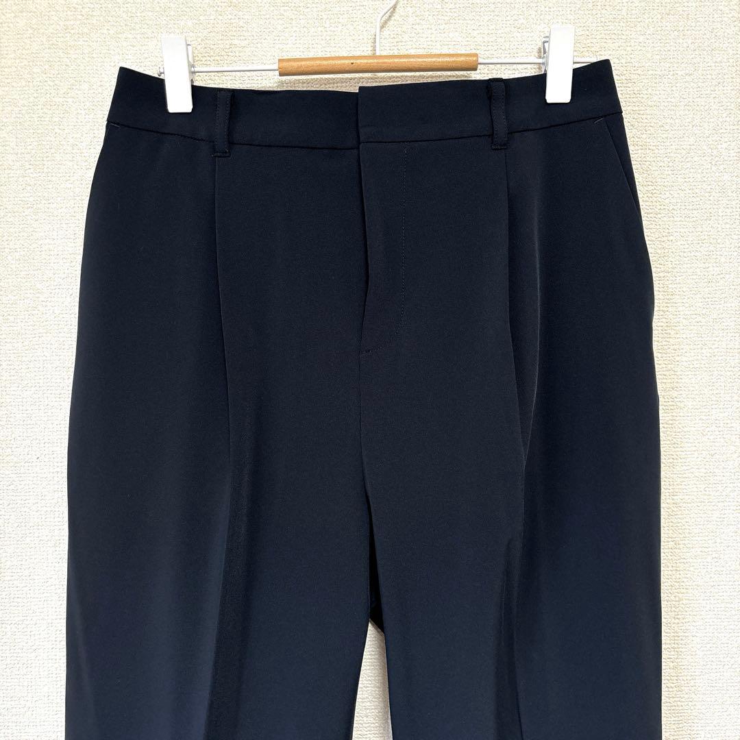 極美品✨インディヴィ パンツスーツ セットアップ ノーカラー LL・XL 紺色