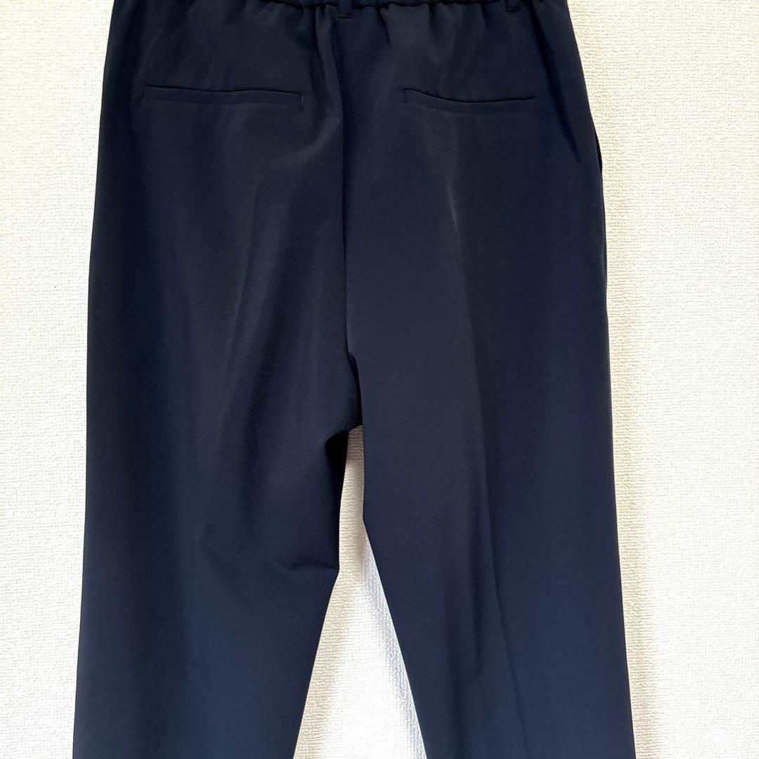 極美品✨インディヴィ パンツスーツ セットアップ ノーカラー LL・XL 紺色