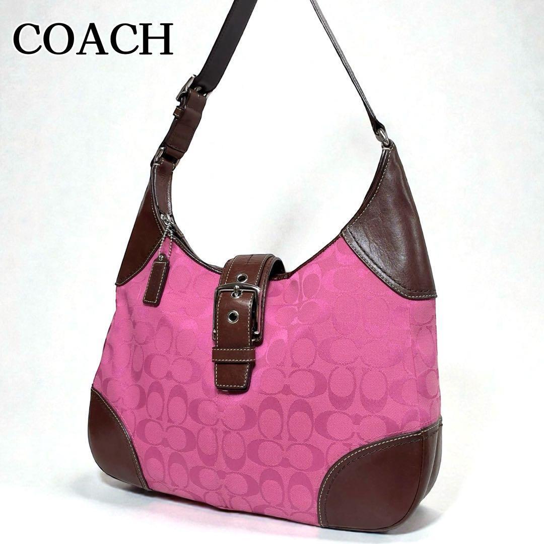 COACH ワンショルダー ソーホー シグネチャー ピンク レザー キャンバス