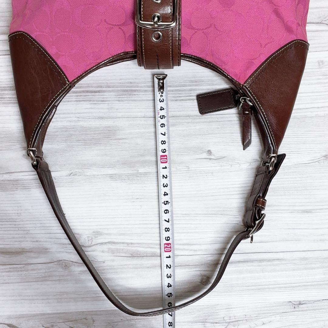 COACH ワンショルダー ソーホー シグネチャー ピンク レザー キャンバス