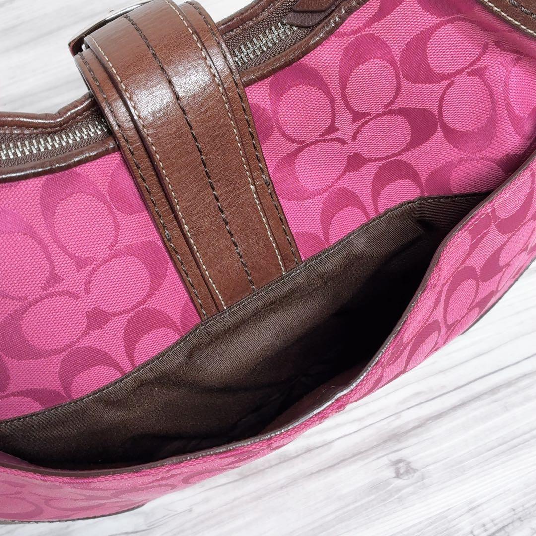 COACH ワンショルダー ソーホー シグネチャー ピンク レザー キャンバス