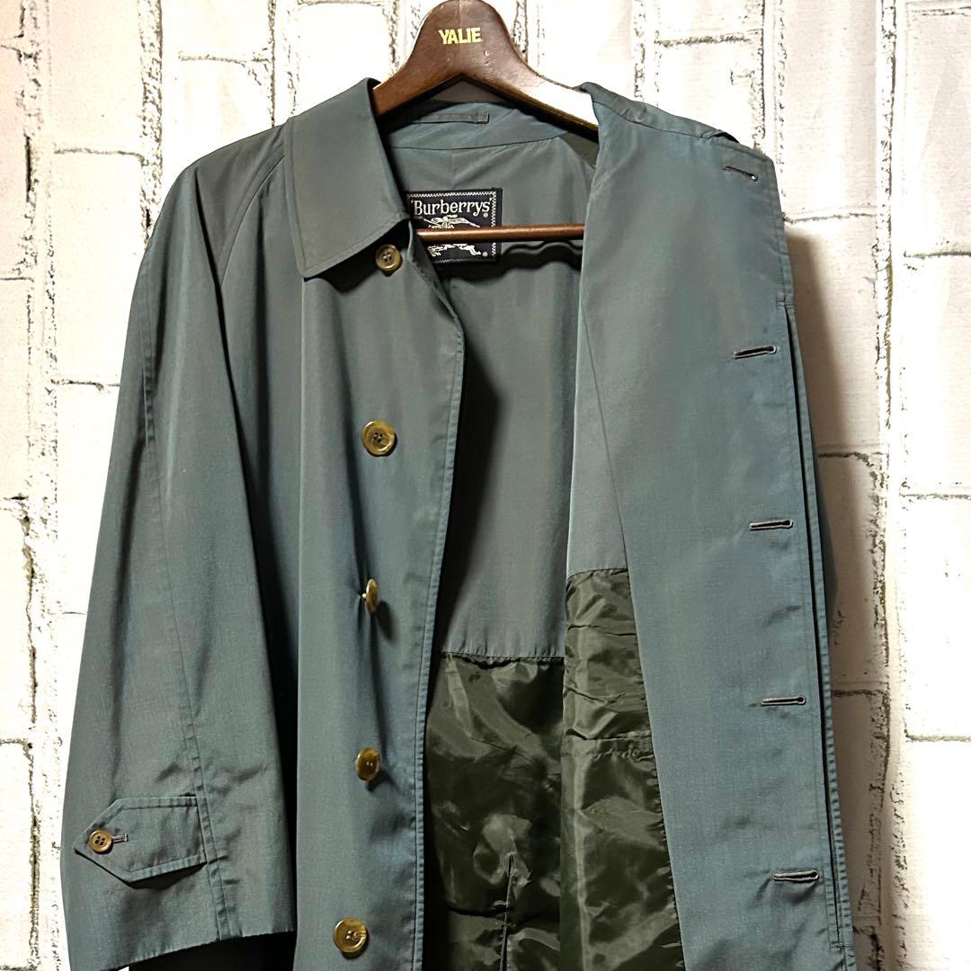 美品 Burberrys バーバリーズ ヴィンテージ バルマカーンコート 青緑