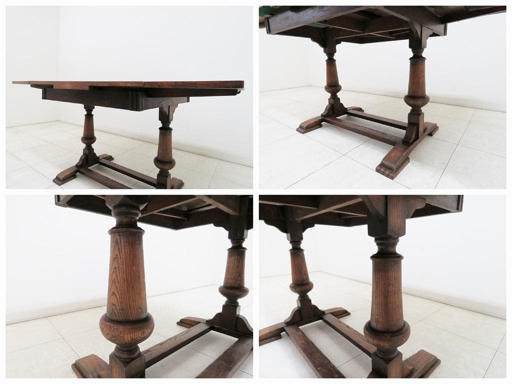 英国 イギリス アンティーク ドローリーフテーブル 拡張 オーク材 ダイニング