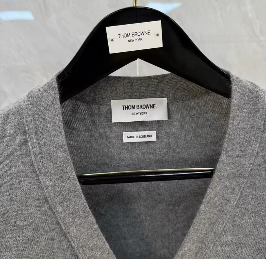 THOM BROWNE グレー Vネックカーディガン 1サイズ