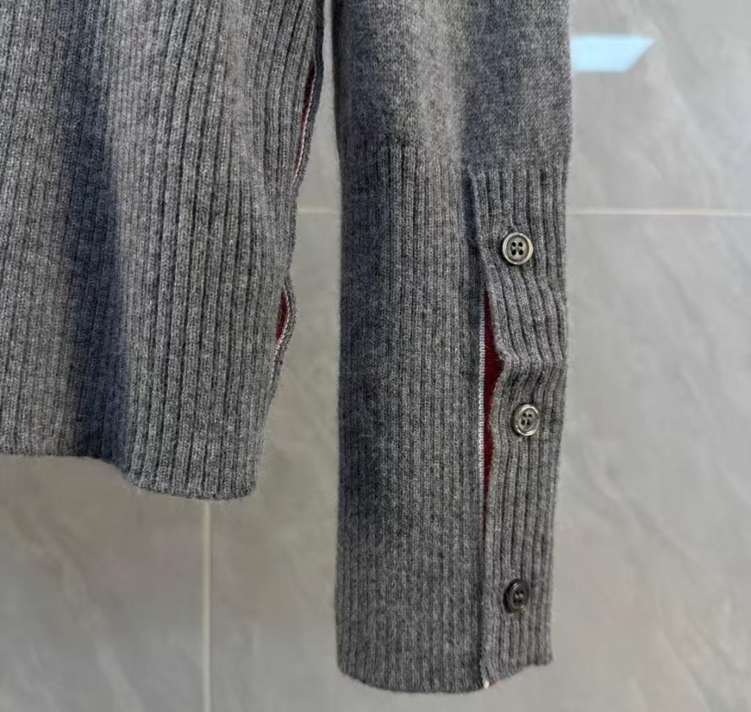 THOM BROWNE グレー Vネックカーディガン 1サイズ