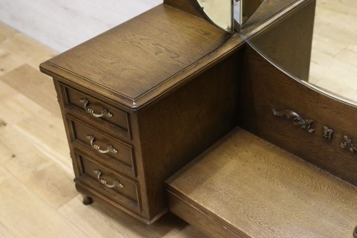 GMEN200○神戸家具 洋家具 ドレッサー 鏡台 化粧台 オーク材 クラシッ