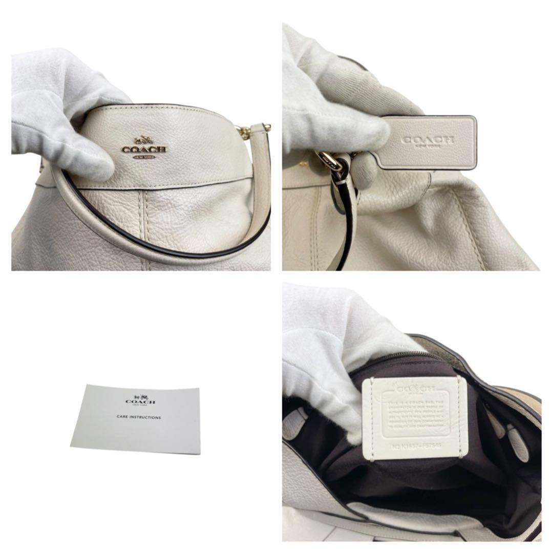 ✨極美品　COACH コーチ　ペブルレザー　トートバッグ　3室　シボ革　白