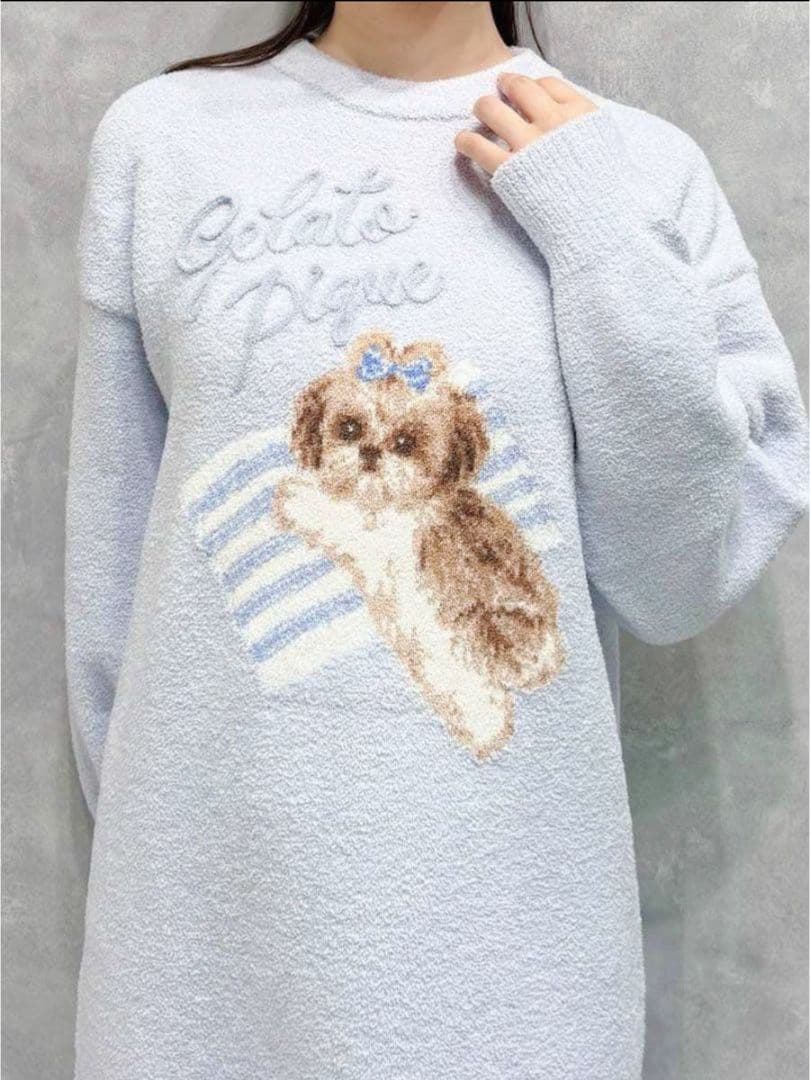 【新品未使用】ジェラートピケ♡シーズージャガードワンピース ブルー