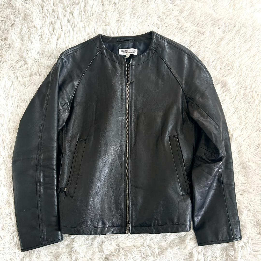 ビューティー&ユース　ユナイテッドアローズ　 レザー ノーカラージャケット M