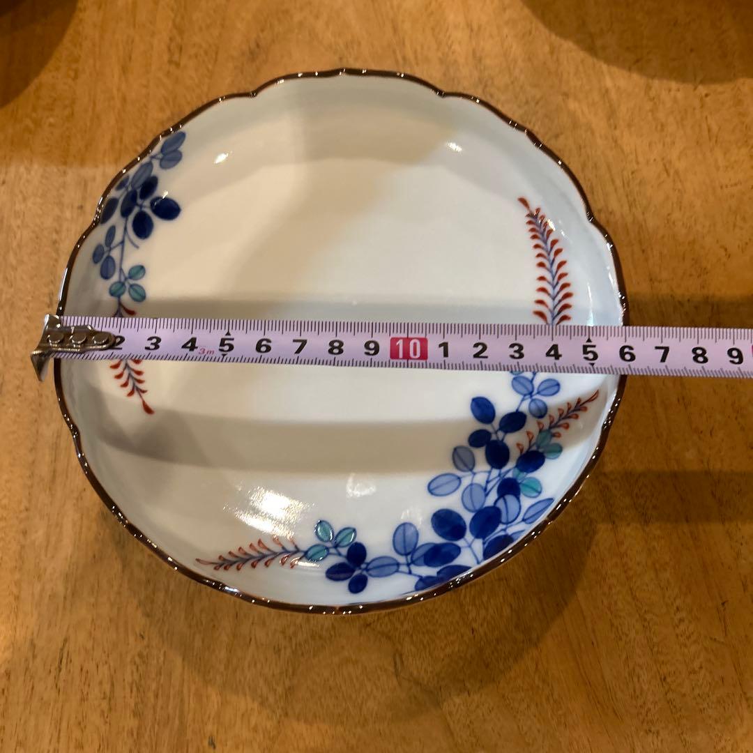 有田焼　辻製磁　辻常陸　萩絵付　高台平鉢　昭和期　五枚　(全十枚)