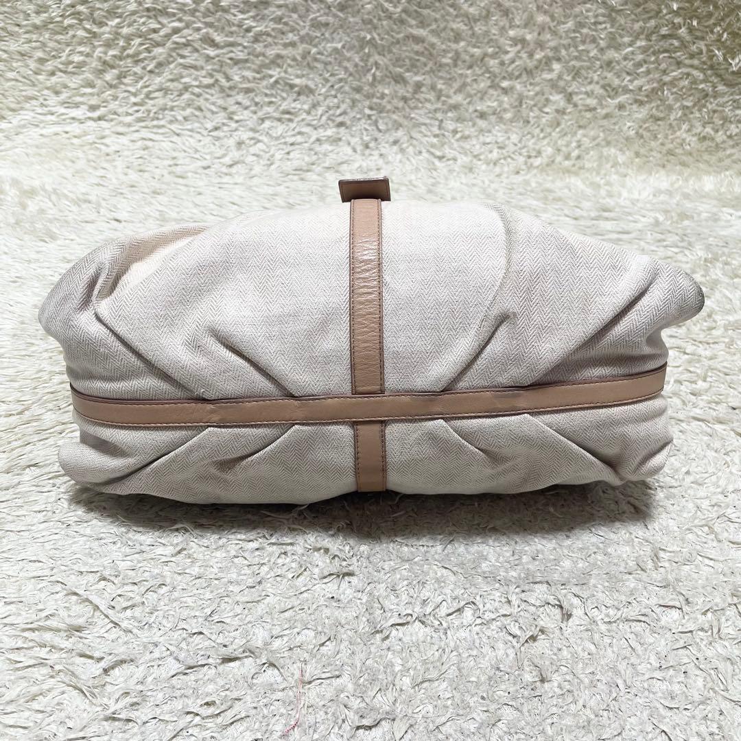 【希少】BVLGARI トートバッグ　レザー　ヘリンボーン　チャンドラ　ロゴ金具