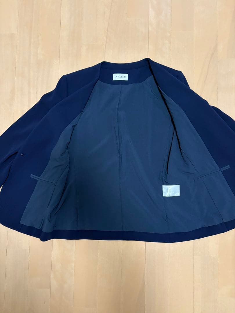 【美品】プラステ　セットアップ　スーツ　ノーカラー　ワイドパンツ　ネイビー