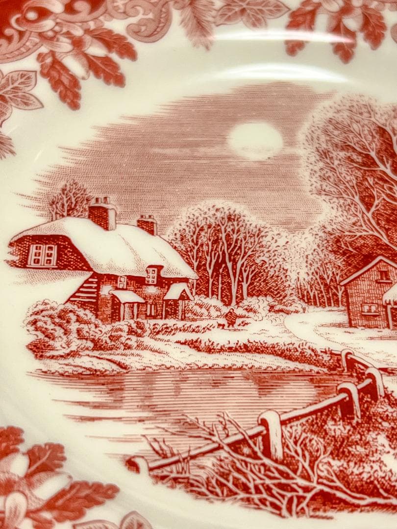 spode スポード 希少 赤皿 ウィンターズシーン ２枚セット 英国産 風景