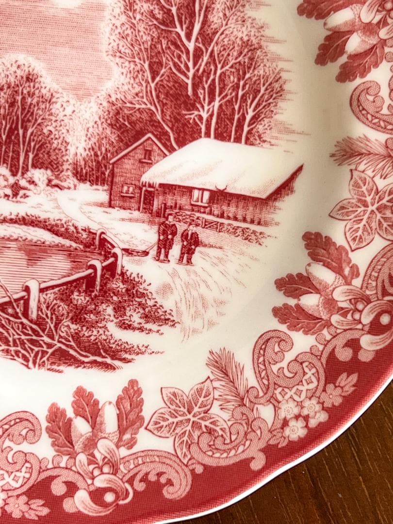 spode スポード 希少 赤皿 ウィンターズシーン ２枚セット 英国産 風景