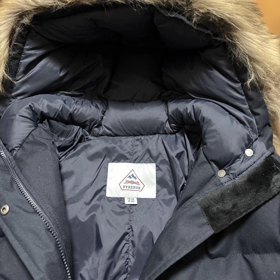 【極美品】PYRENEXピレネックスレディースダウングルノーブルファーネイビー