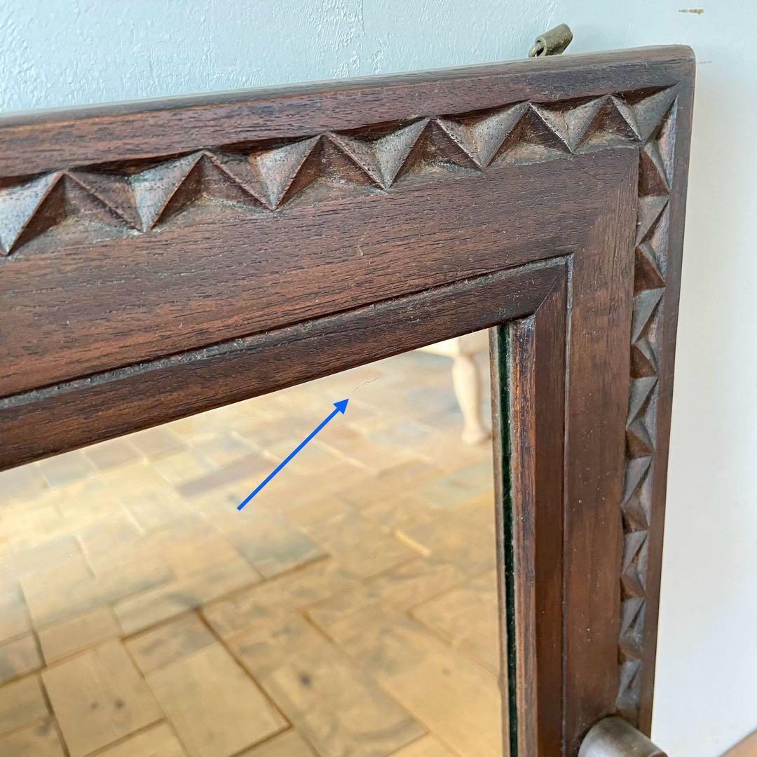 【専用】112. 木彫 透彫り 扉付き 四角型 鏡 ミラー 壁掛け