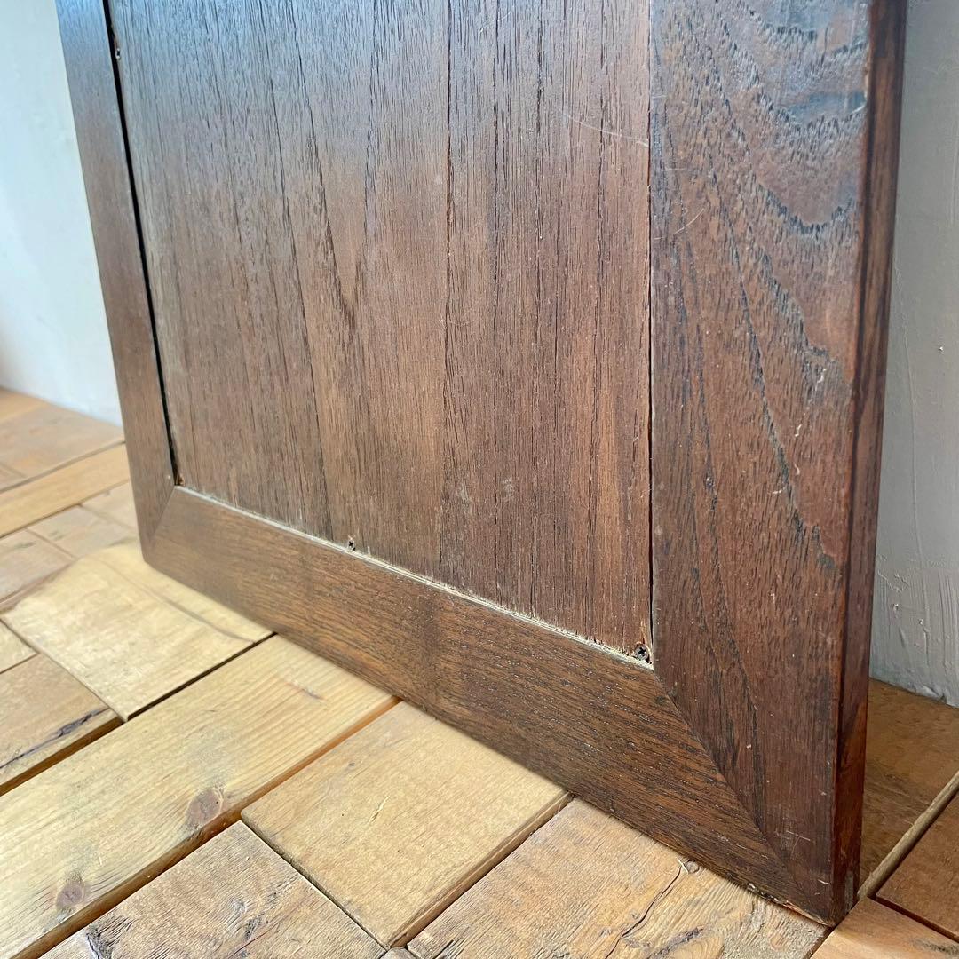 【専用】112. 木彫 透彫り 扉付き 四角型 鏡 ミラー 壁掛け