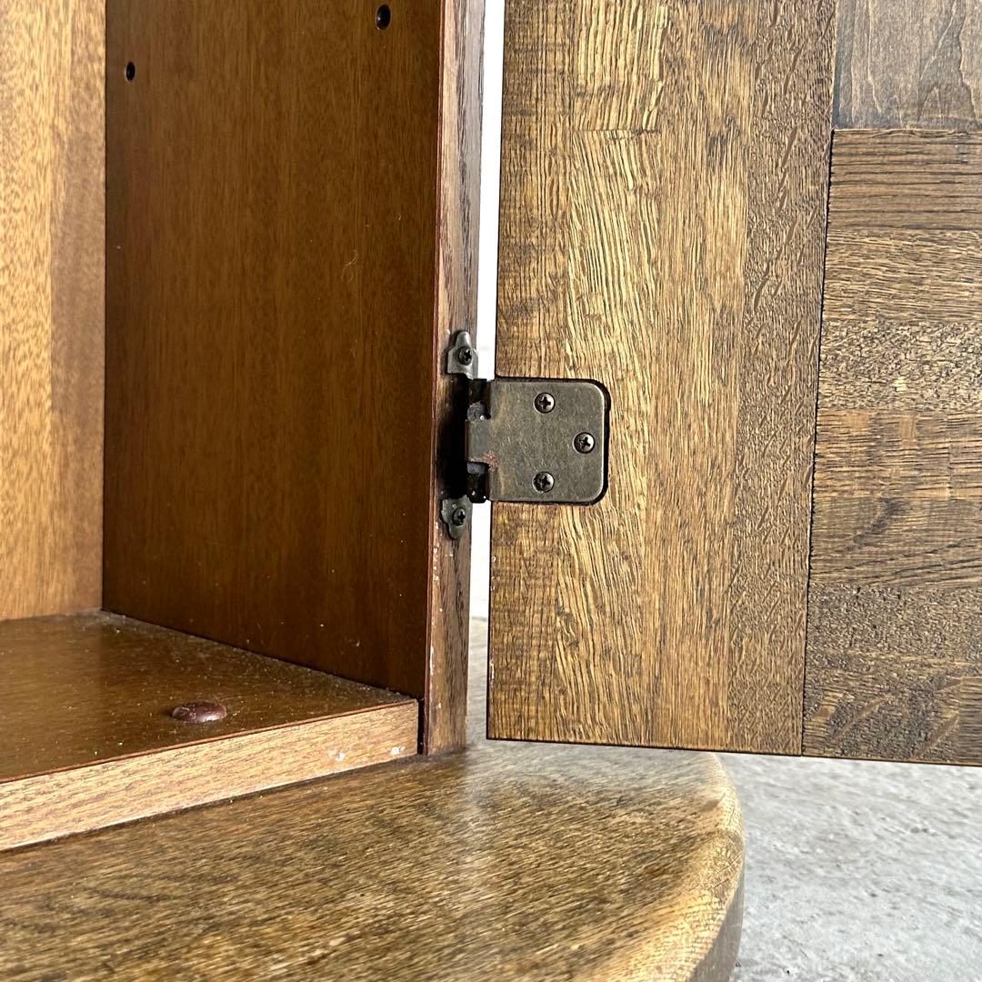 ✦70s✦ 昭和レトロ マルニ木工 円形テーブル 収納キャビネット付き 喫茶店