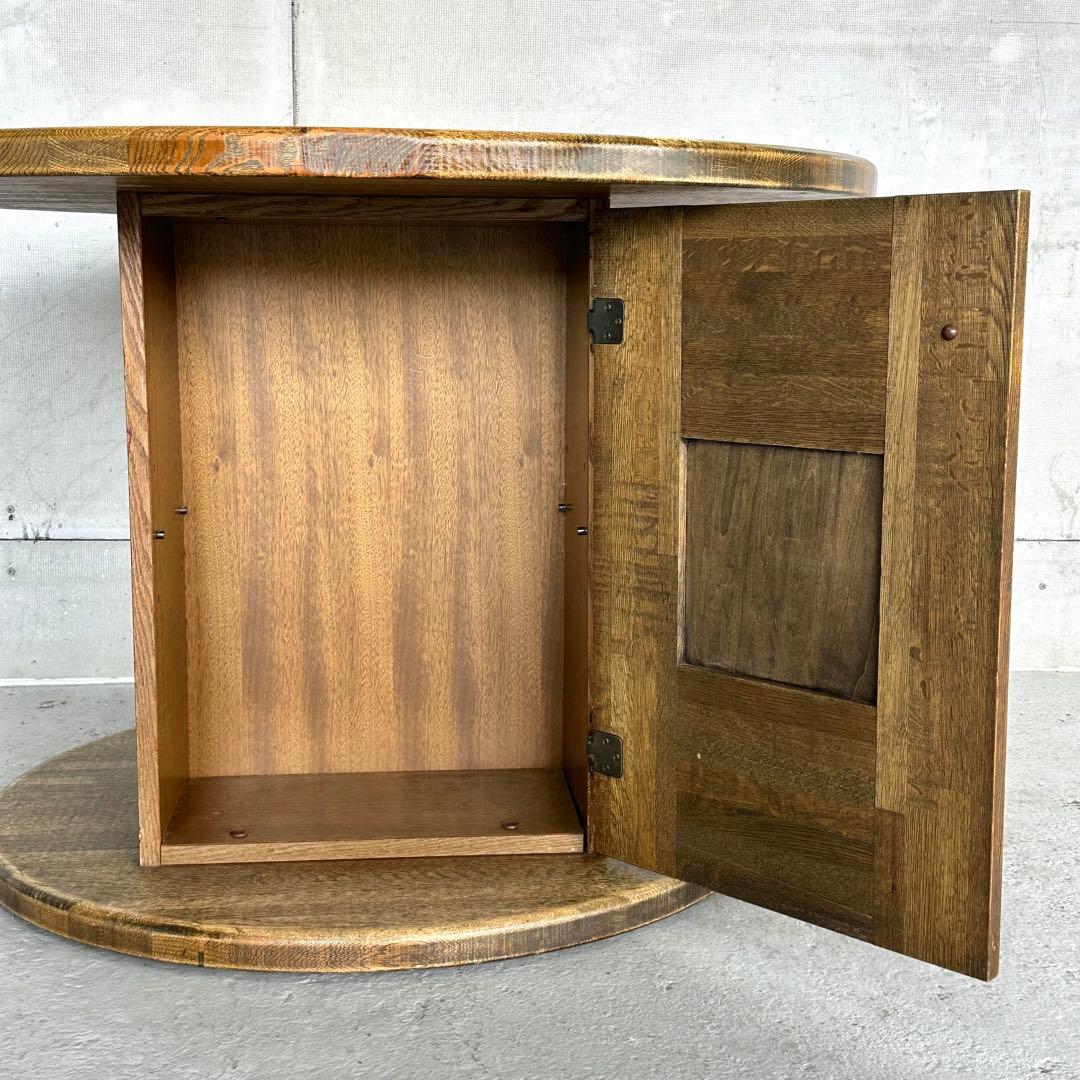 ✦70s✦ 昭和レトロ マルニ木工 円形テーブル 収納キャビネット付き 喫茶店