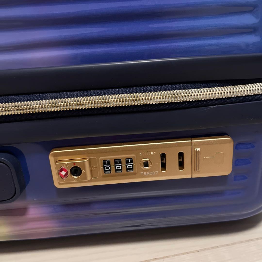 （美品）LUNALUX グラデーションブルー キャリーケース　ミニトランク付き