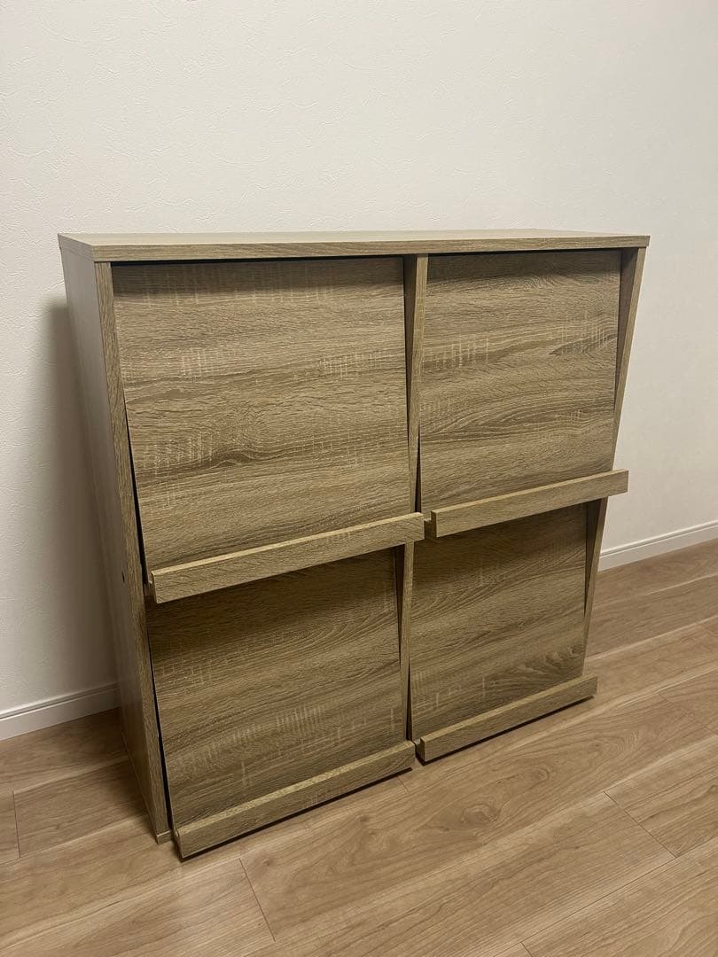 フラップ扉収納棚 ナチュラル 90x28.5x90cm