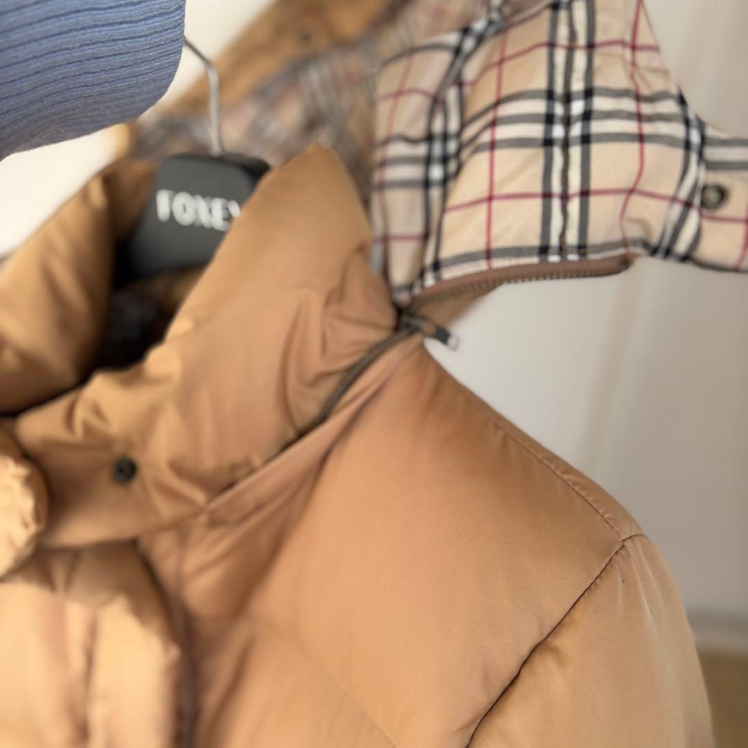 キ*ン様 BURBERRYブルーレーベルダウンジャケットノバチェックベージュフー