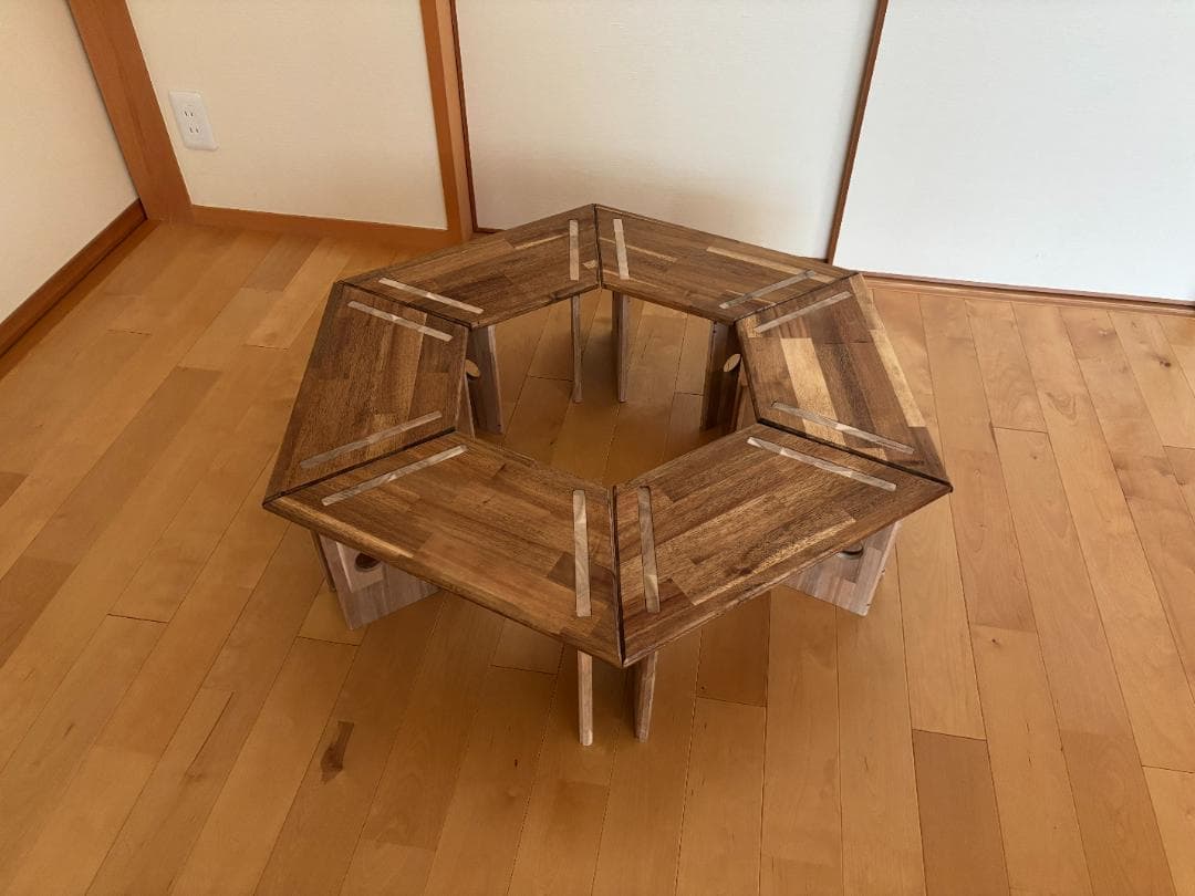 コンパクト ヘキサゴンテーブル ヘキサテーブル 囲炉裏テーブル 組み立て式