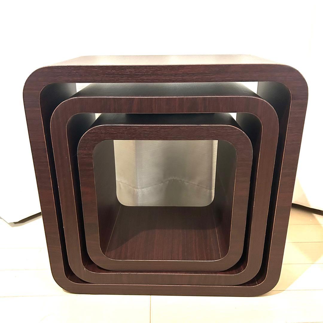 木製 キューブ オープンラック 大中小 3個セット 曲げ木 ミッドセンチュリー