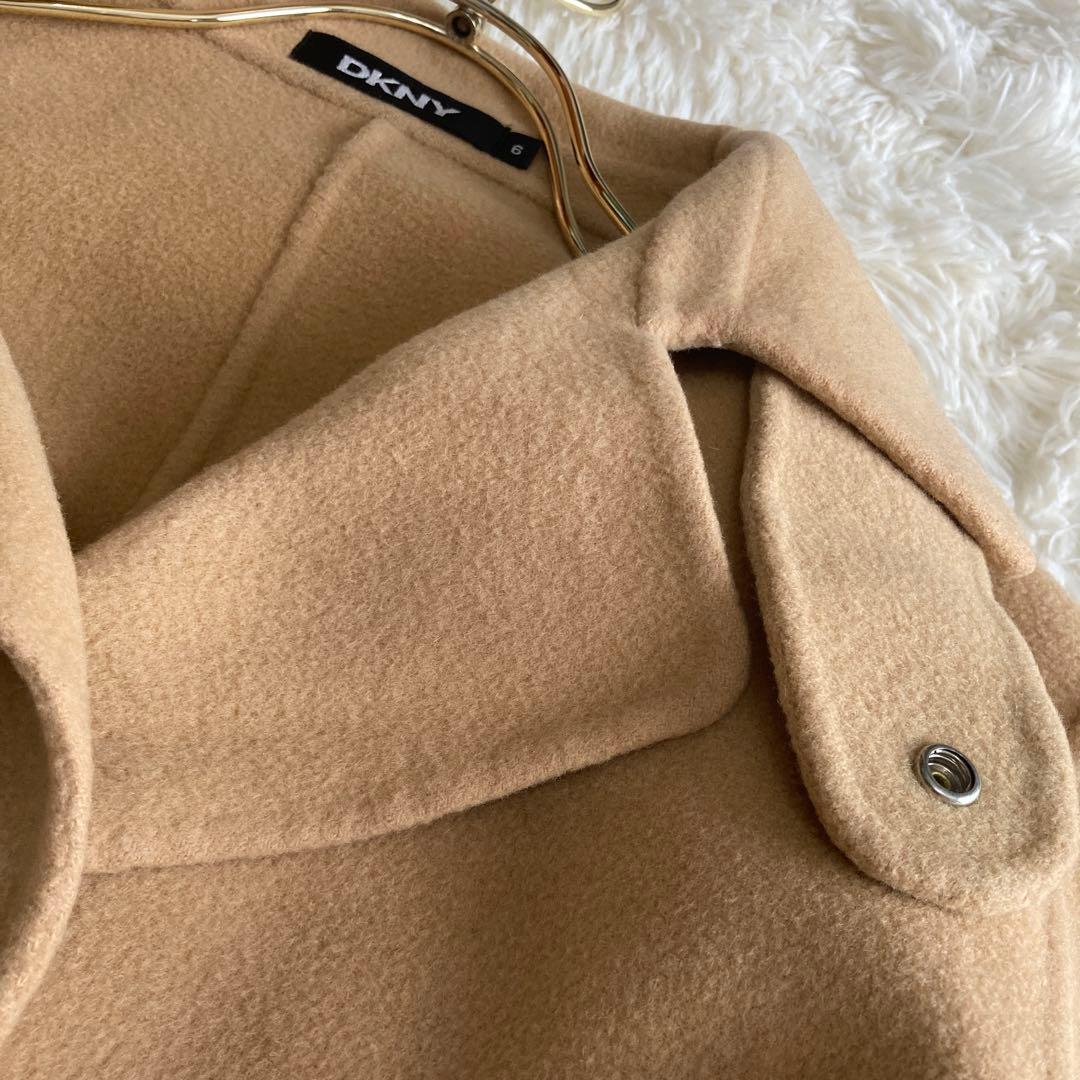 DKNY ウールコート キャメル 6 キレイめ アンゴラ 大人 ベルト付き