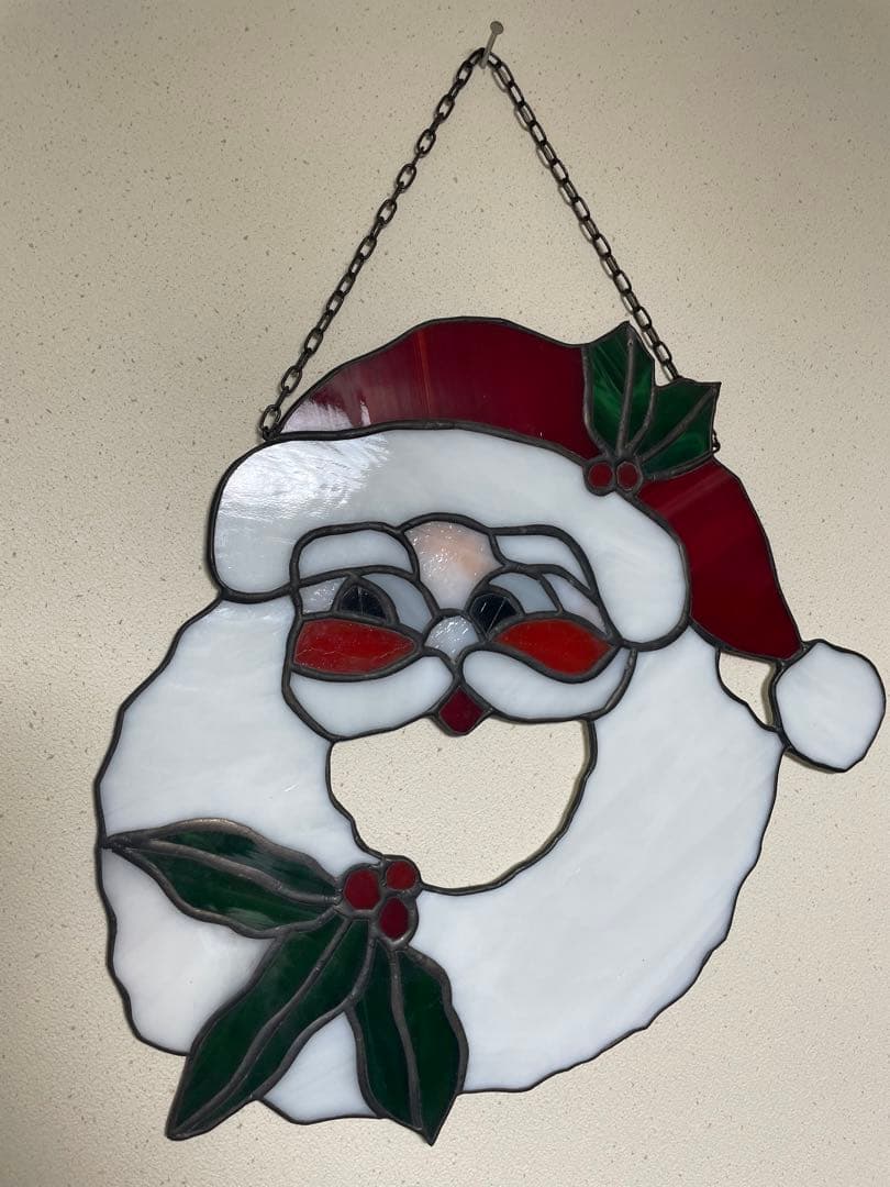 国産ガラス ステンドグラス／サンタ 壁掛け