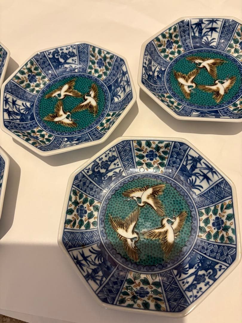 九谷焼　青効窯　中皿　小鉢　和柄