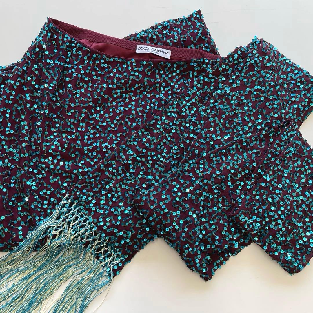 DOLCE & GABBANA スパンコール スカート ストール セット 42