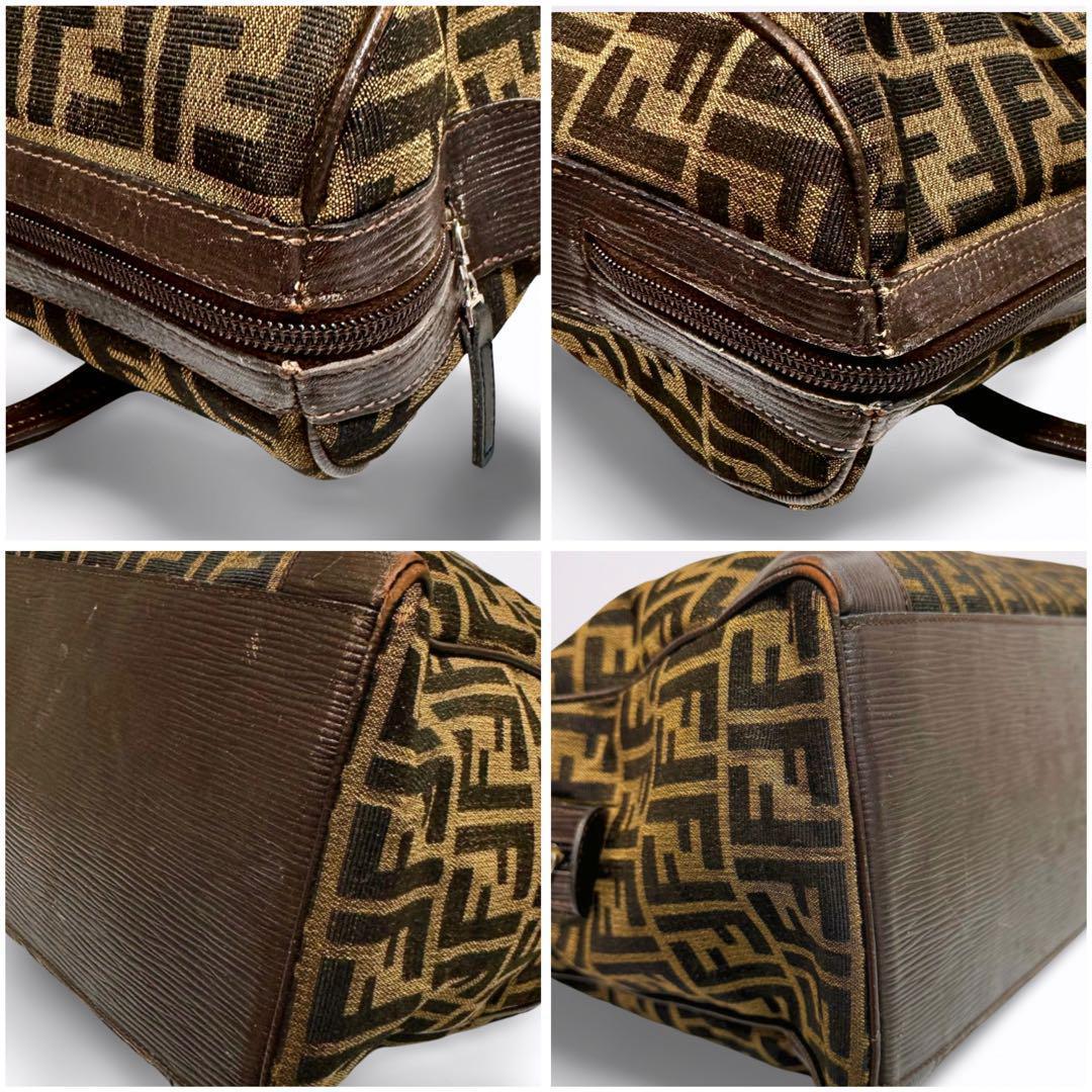 【正規品】フェンディ FENDI ズッカ ボストンバッグ FFロゴ 茶 男女兼用