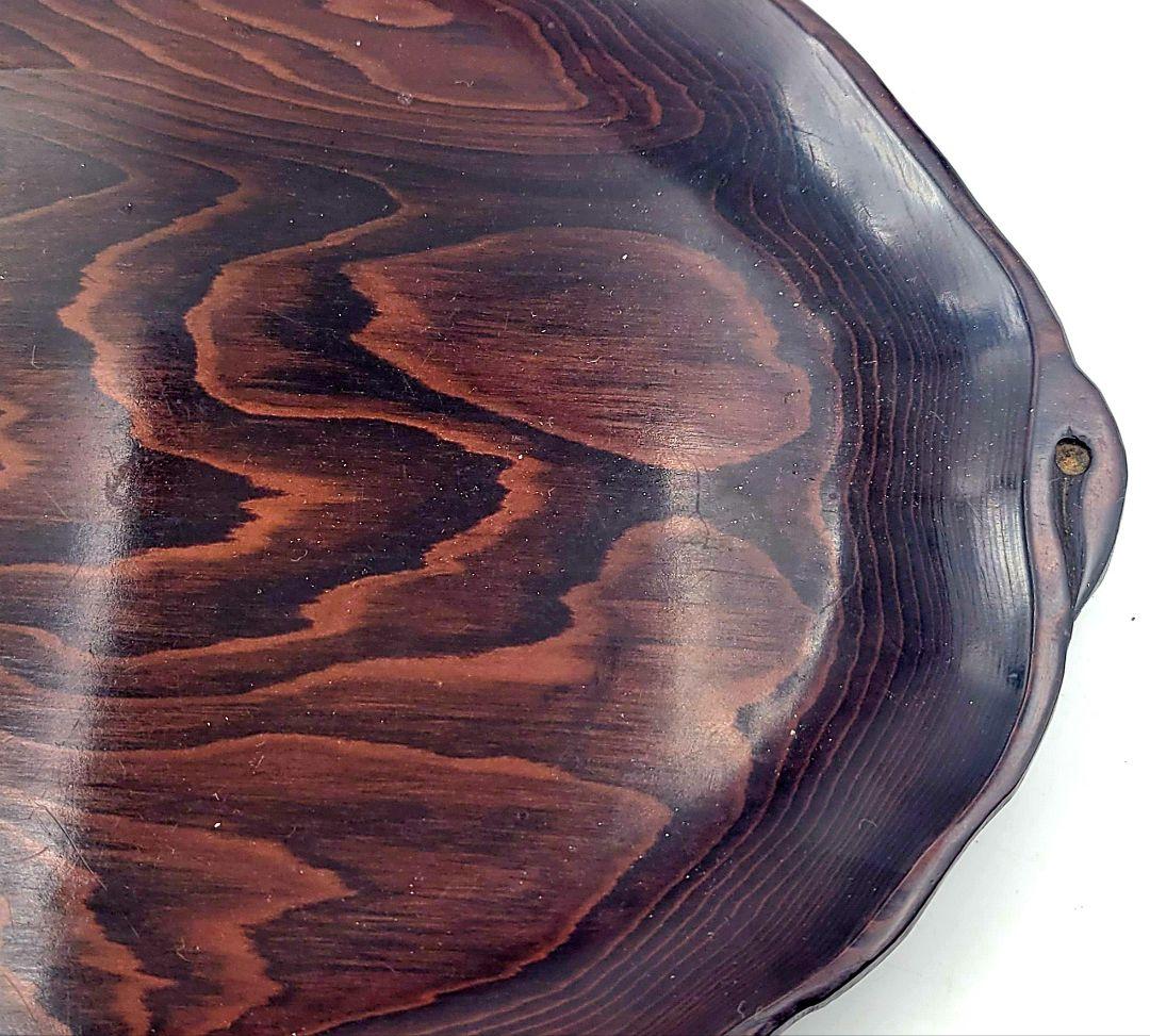 煎茶道具　時代物　葉盆　唐木　鉄刀木(たがやさん)　箱無　骨董品、美術品