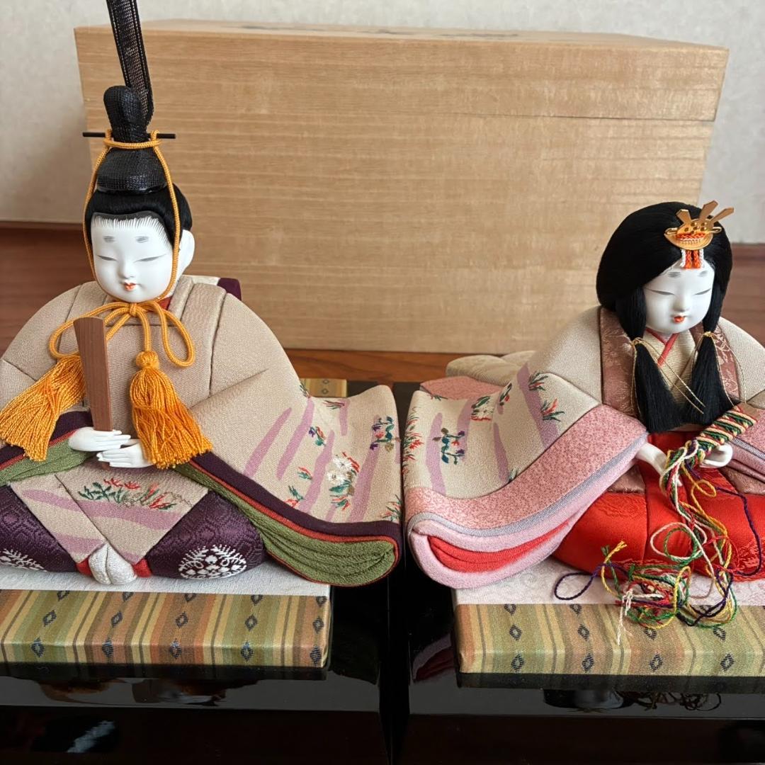 きめこみ賀茂雛　雛人形セット 親王飾り　（飾り黒台なし）