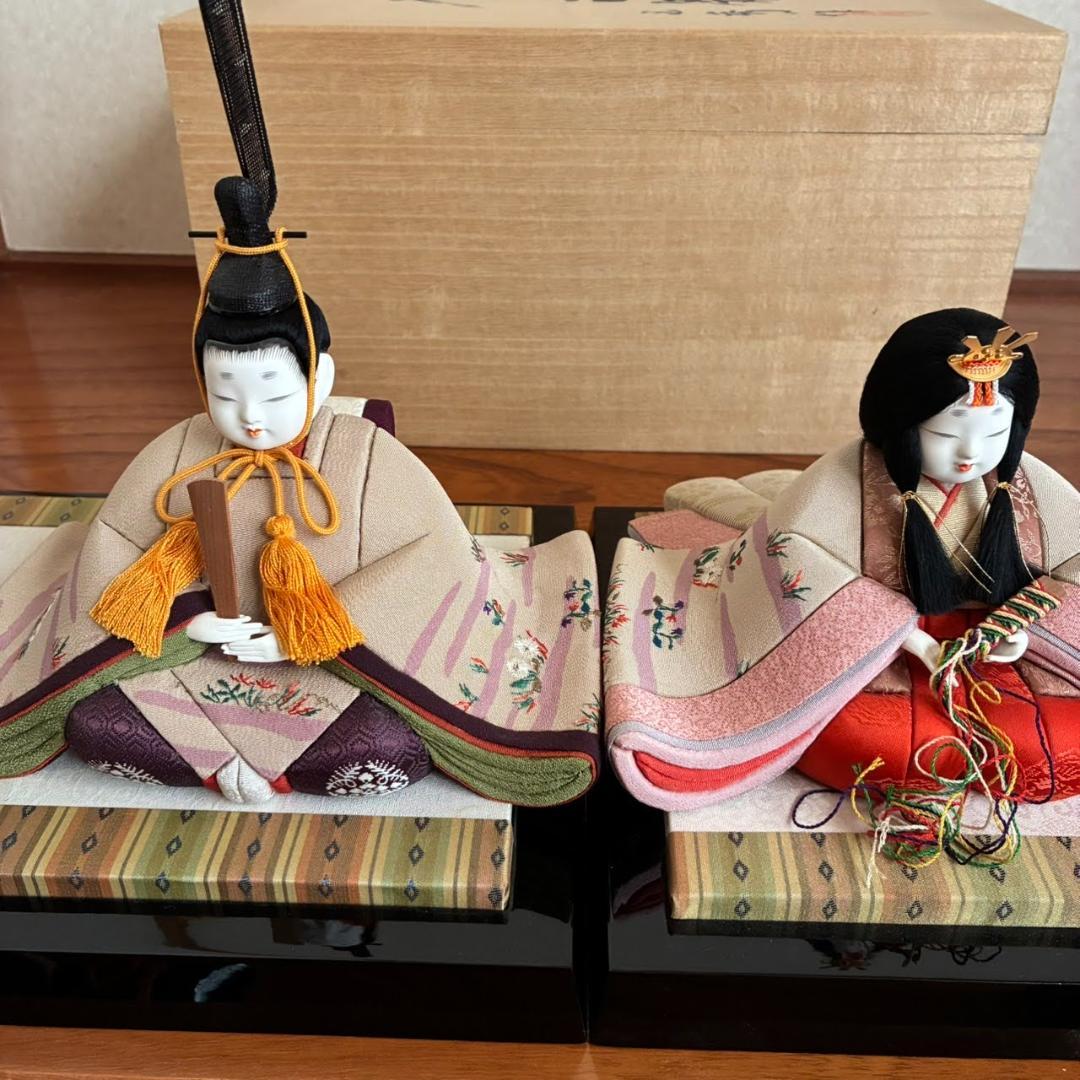 きめこみ賀茂雛　雛人形セット 親王飾り　（飾り黒台なし）