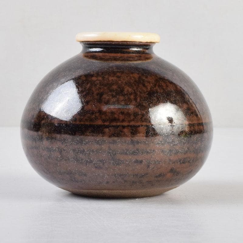 茶道具　松本鉄山作　大名物写　国司茄子茶入　仕覆付　共箱　V　9199
