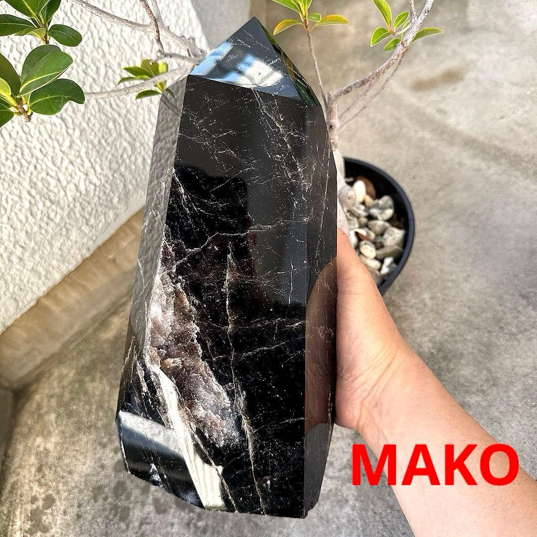 M1832☆黒水晶(モリオン)六角柱6.4Kg☆天然石　原石☆N50901-A