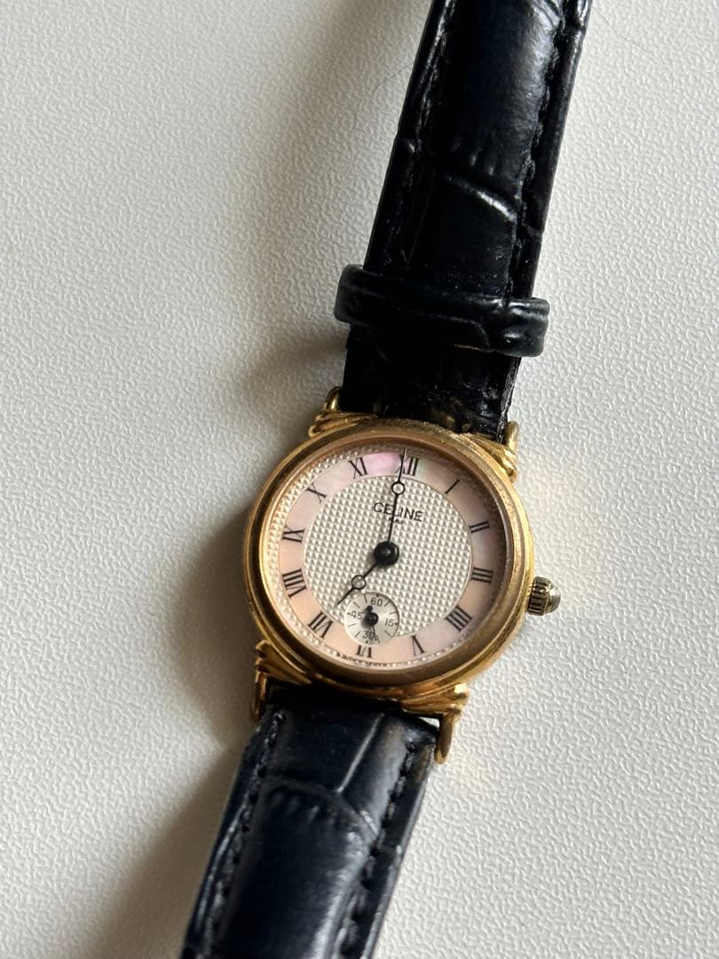 【傷あり】CELINE　腕時計　ピンクシェル