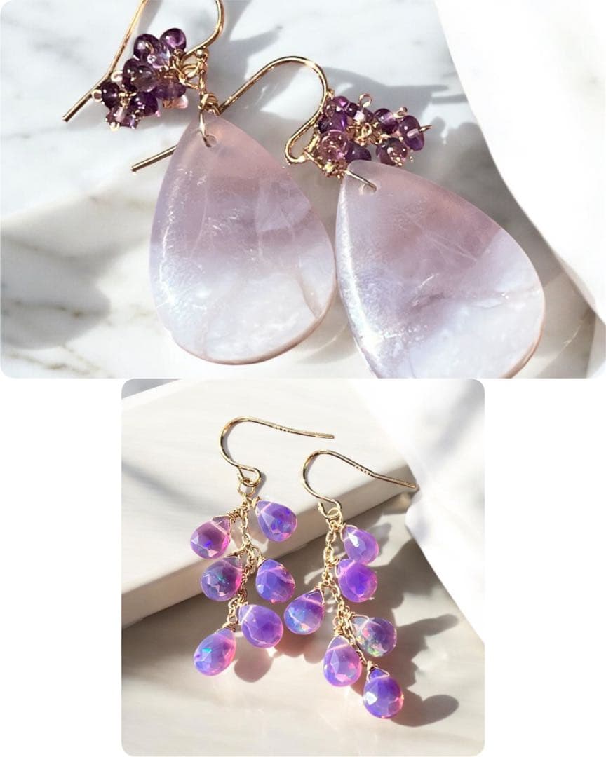 kayaです　特価　パープルアゲートのピアス