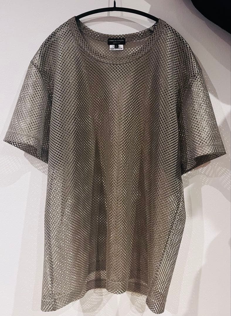 【最終価格】コムデギャルソン オムプリュス 25AW メッシュT カーキLサイズ