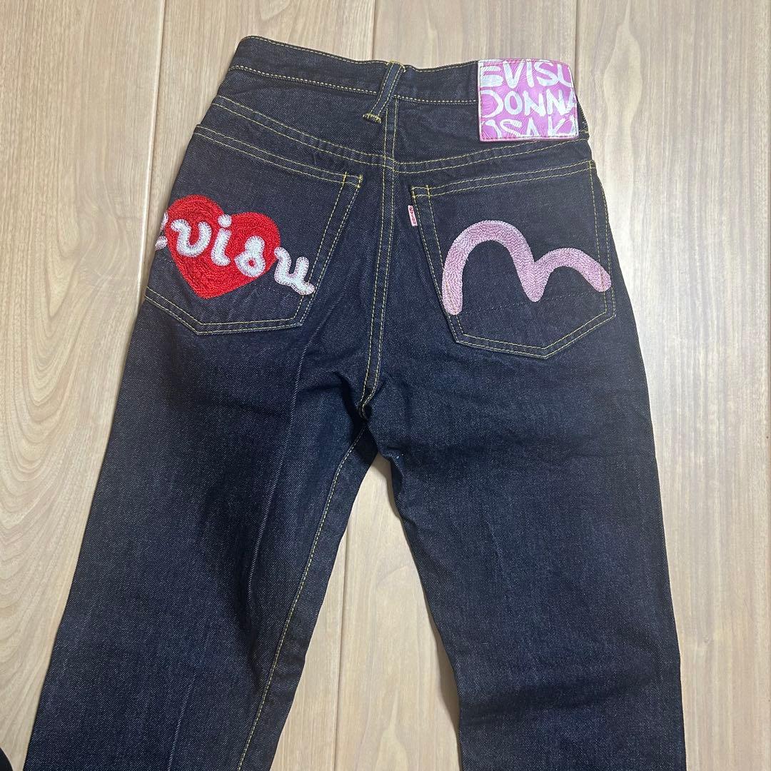 Evisu ハート刺繍 ストレートデニム size24